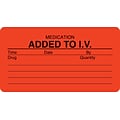 Medical Arts Press® IV/Medication Labels, Medication Added to I.V., Fluorescent Red, 1-3/4x3-1/4, 5