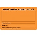 Medical Arts Press® IV/Medication Labels, Medication Added to I.V., Orange, 2-1/2x4, 100 Labels