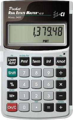 Calculated Industries 3400 (3400) Real Estate & Mortgage Financial Calculator, Silver and Black