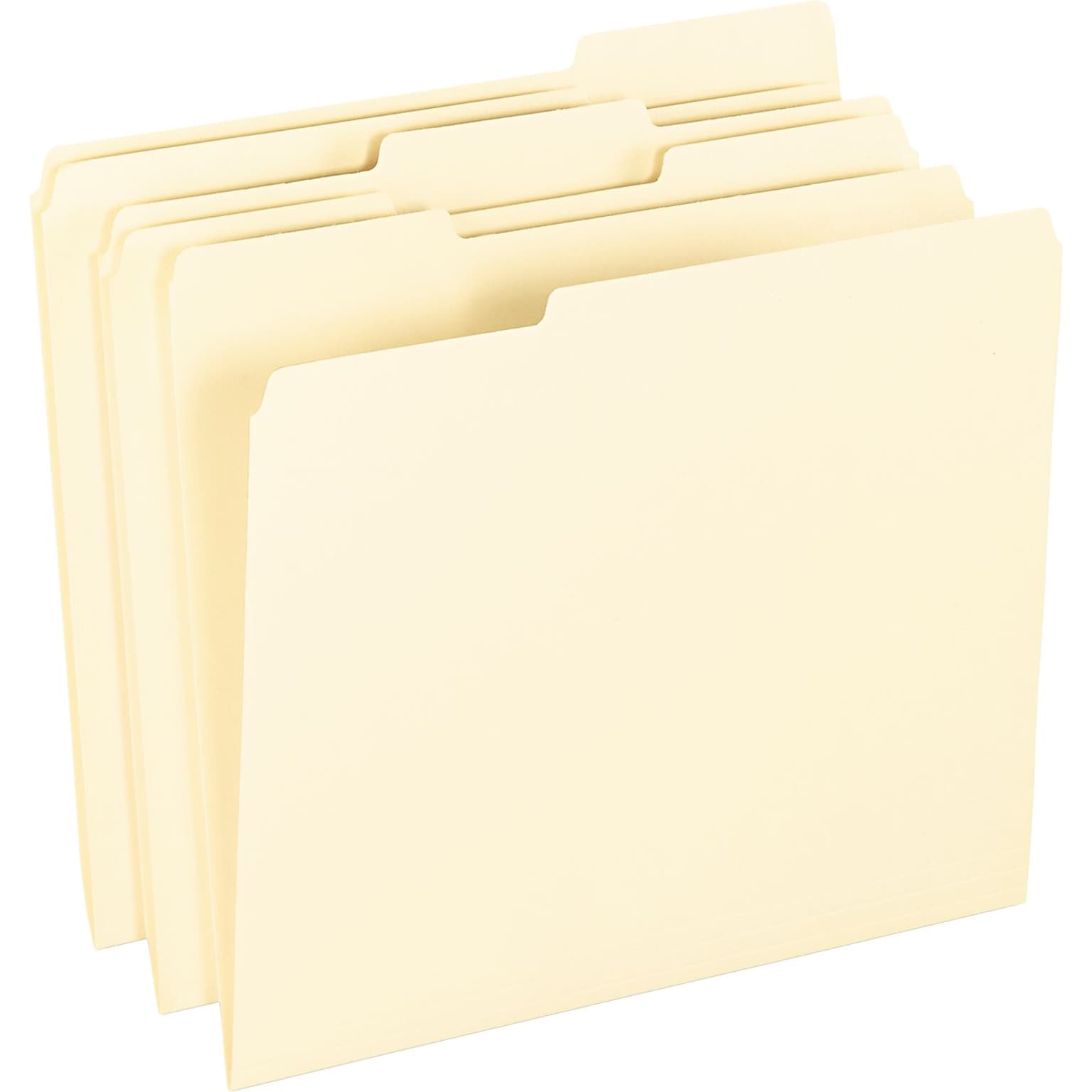 Pendaflex Smart Shield Recycled File Folder, 1/3-Cut Tab, Assorted, Letter Size, Manila, 100/Box (62702)