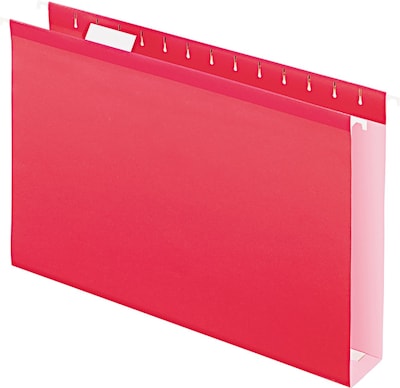 Pendaflex Reinforced 2 Extra Capacity Hanging Folders, Legal, Red, 25/Box