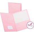 Oxford Twin-Pocket Folder, Embossed Leather Grain Paper, Pink, 25/BX