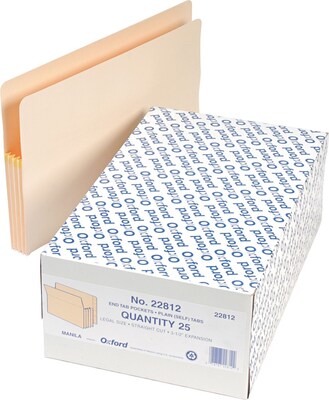 Pendaflex 10% Recycled Reinforced File Pocket, 3 1/2 Expansion, Legal Size, Manila, 25/Box (22812)