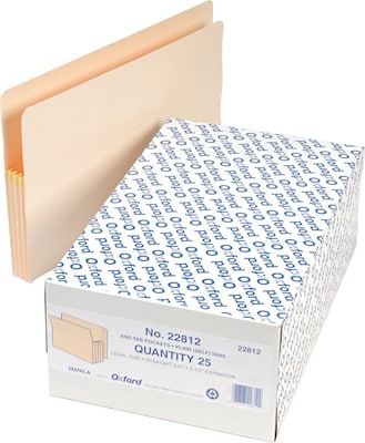 Pendaflex 10% Recycled Reinforced File Pocket, 3 1/2 Expansion, Legal Size, Manila, 25/Box (22812)