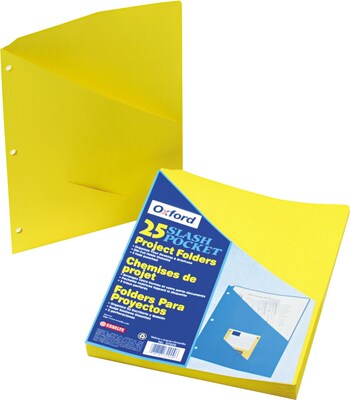 Pendaflex Essentials 3-Hole Punched Binder Pocket, Letter Size, Yellow, 25/Pack (32909)