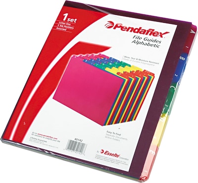 Pendaflex File Guide, A-Z Index, Letter Size, Magenta/Blue/Green/Yellow/Red (PFX 40142)