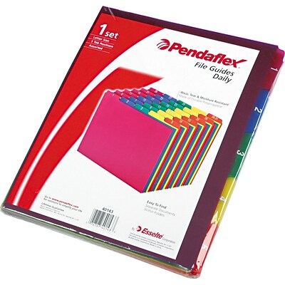Pendaflex File Guide, 1-31 Index, 5-Tab, Letter Size, Magenta/Blue/Green/Yellow/Red, 31/Set (PFX 40143)
