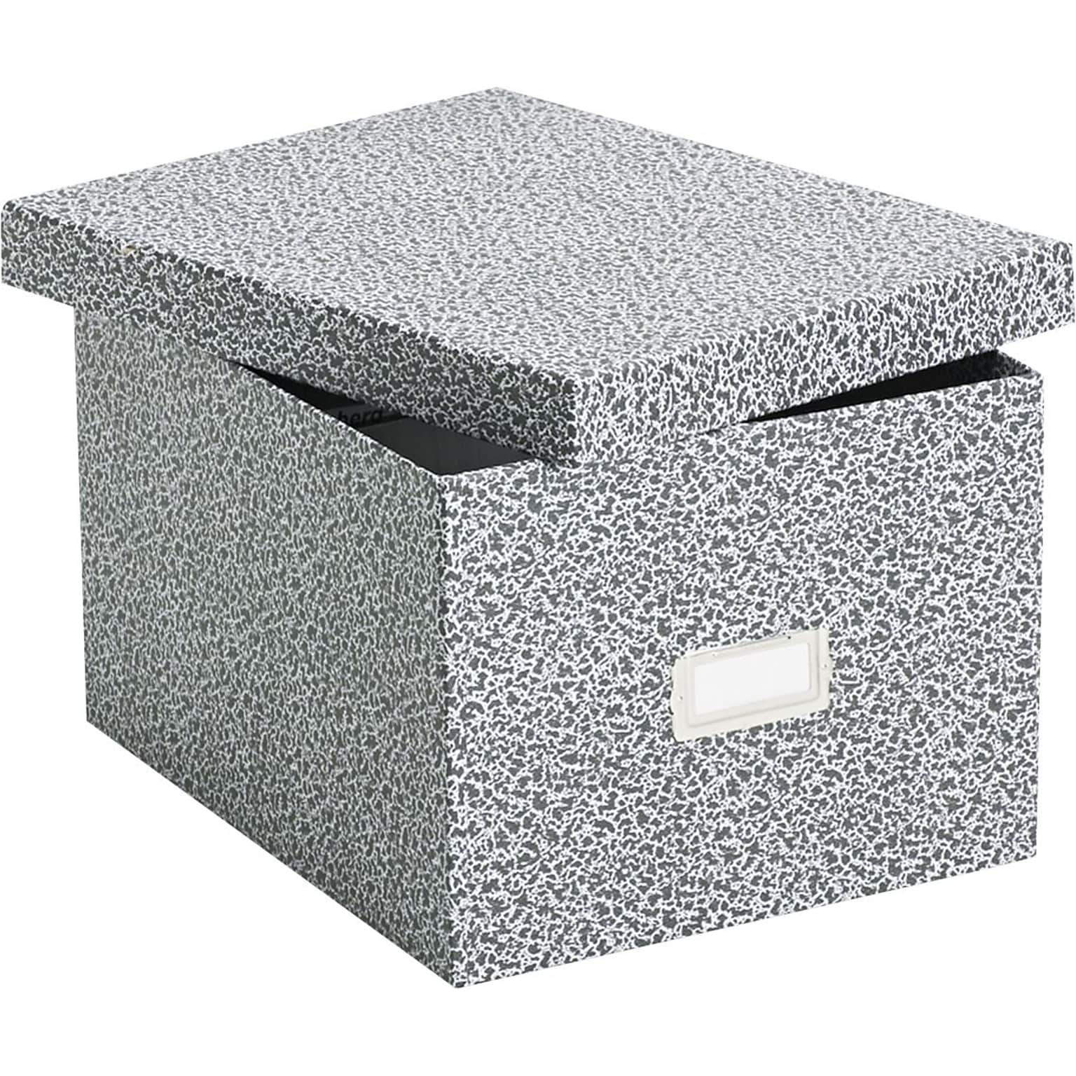 Oxford Card File with Lift-Off Lid Holds 1,200 6 x 9 Cards, Black/White Paper Board (40591)