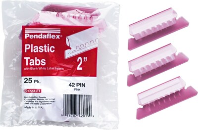 Pendaflex Hanging File Folder Tabs, 1/5 Tab, Two Inch, Pink Tab/White Insert, 25/Pack