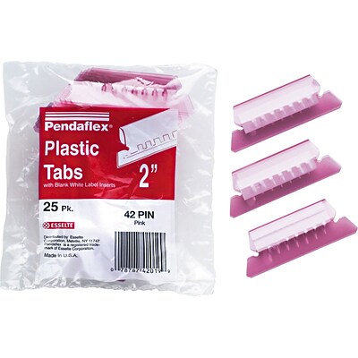 Pendaflex Hanging File Folder Tabs, 1/5 Tab, Two Inch, Pink Tab/White Insert, 25/Pack