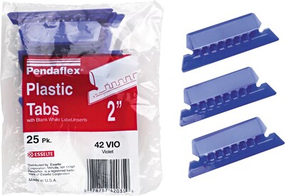 Pendaflex Hanging File Folder Tabs, 1/5 Tab, Two Inch, Violet Tab/White Insert, 25/Pack