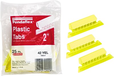 Pendaflex Hanging Folder Tab, 2 x 0.75, Yellow, 25/Pack (PFX 42 YEL)