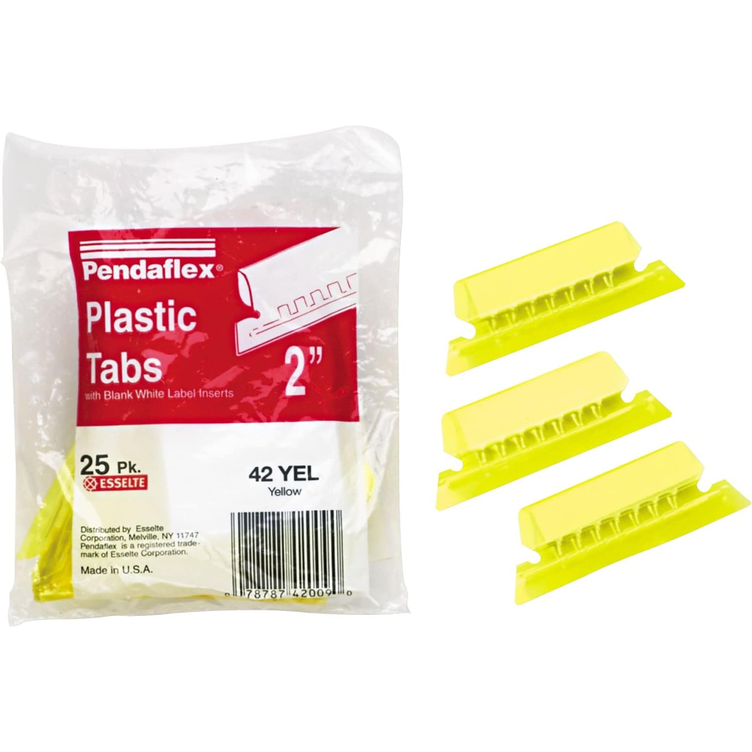 Pendaflex Hanging Folder Tab, 2 x 0.75, Yellow, 25/Pack (PFX 42 YEL)