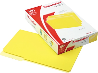 Pendaflex Interior File Folders, 1/3 Cut Top Tab, Legal, Yellow, 100/Box