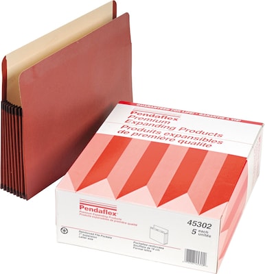 Oxford Premium Heavy Duty Reinforced File Pocket, 7 Expansion, Letter Size, Redrope, 5/Box (PFX4530