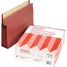 Oxford Premium Heavy Duty Reinforced File Pocket, 7 Expansion, Letter Size, Redrope, 5/Box (PFX4530