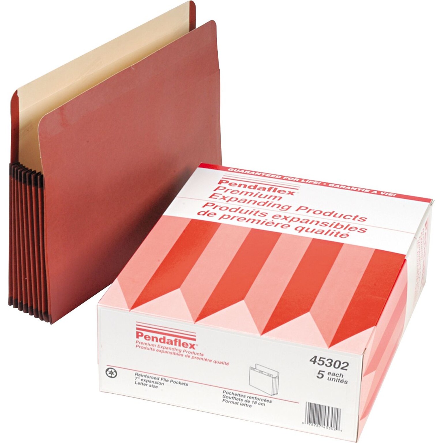 Oxford Premium Heavy Duty Reinforced File Pocket, 7 Expansion, Letter Size, Redrope, 5/Box (PFX45302)