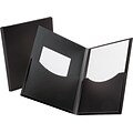 Oxford Poly Double Stuff Gusseted 2-Pocket Folder, 200-Sheet Capacity Black