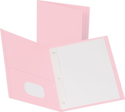 Oxford 2 Pocket Folders with Fasteners, Pink, 25/Box (57768EE)