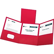 Oxford Tri-Fold Folder w/3 Pockets, Holds 150 Letter-Size Sheets, Red, 20/BX