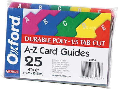 Oxford Alpha Card Guides, 4 x 6, Assorted, 25/Set (73154)