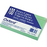 Oxford Ruled Index Cards, 3 x 5, Green, 100/Pack