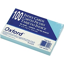 Oxford 4 x 6 Index Cards, Blank, Blue, 100/Pack (7420BLU)