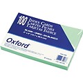 Oxford Unruled Index Cards, 5 x 8, Green, 100/Pack