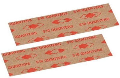 PM Company Tubular Flat Paper Coin Wrappers for 40 Quarters, Orange, 1,000/Pk