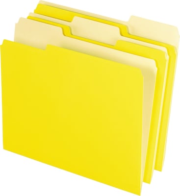 Pendaflex Two-Tone File Folder, 3 Tab, Letter Size, Yellow, 100/Box (PFX 152 1/3 YEL)