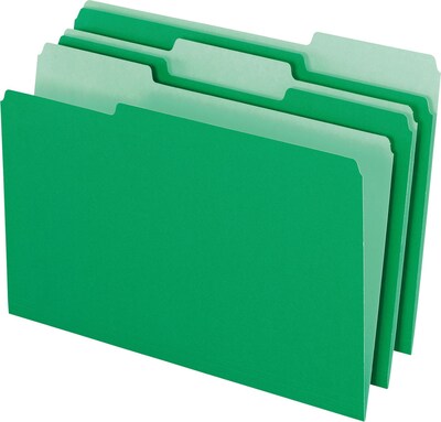 Pendaflex Recycled File Folder, Straight Cut, Assorted, Legal Size, Bright Green, 100/Box (153 1/3 B