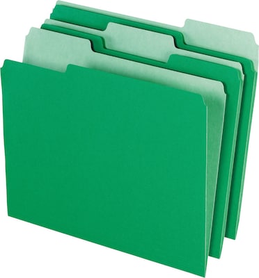 Pendaflex® Colored File Folders, Letter, Green/Light Green, 100/Box (1521/3BGR)