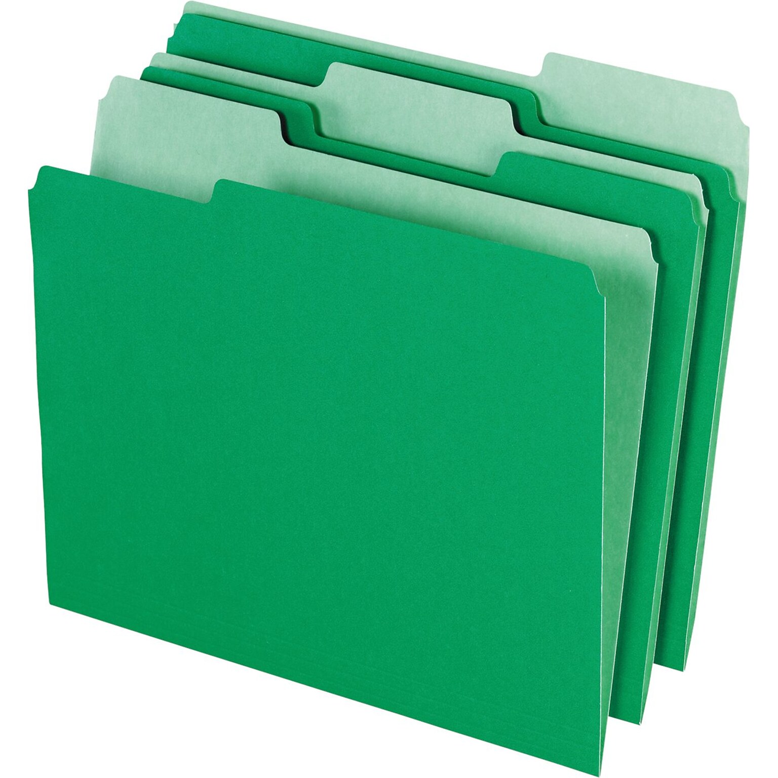 Pendaflex Recycled File Folder, 1/3-Cut Tab, Assorted, Letter Size, Bright Green, 100/Box (152 1/3 BGR)