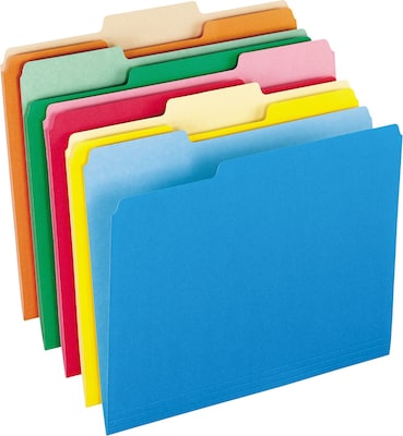 Pendaflex Two-Tone File Folders, 1/3 Cut Top Tab, Letter, Assorted Colors, 100/Box (152 1/3 ASST)