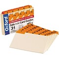 Oxford Laminated Tab Index Card Guides, Daily, 1/5 Tab, Manila, 4 x 6, 31/Set (OXF04634)