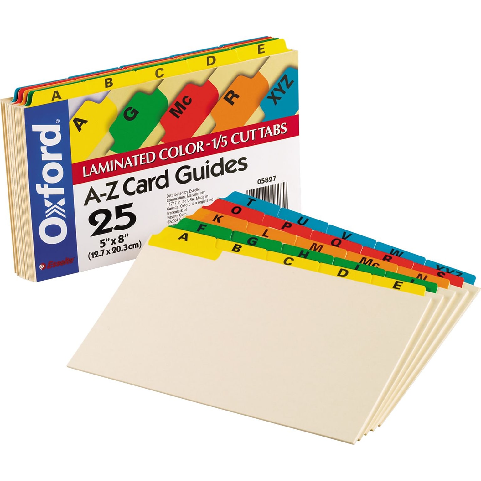 Oxford Laminated Tab Alpha Index Card Guides, 5 x 8, Manila, 25/Set (OFX05827)