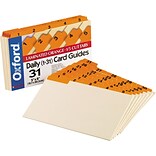 Oxford Laminated Tab Index Card Guides, Daily, 1/5 Tab, Manila, 5 x 8, 31/Set (OXF05832)