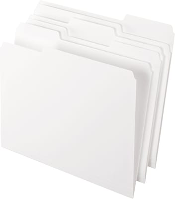 Pendaflex Two-Tone File Folder, 3 Tab, Letter Size, White, 100/Box (PFX 152 1/3 WHI)