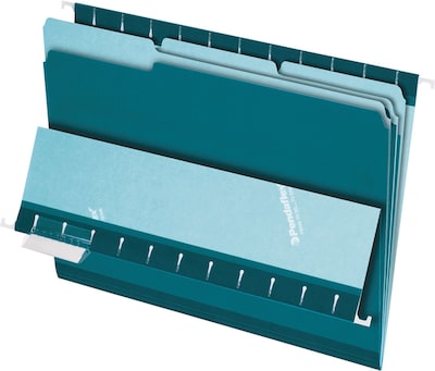 Pendaflex File Folder, 3 Tab, Letter Size, Teal, 100/Box (PFX 4210 1/3 TEA)