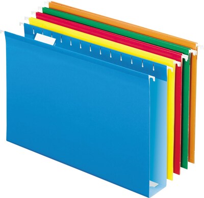 Pendaflex Reinforced Recycled Hanging File Folder, 2 Expansion, 5-Tab Tab, Legal Size, Assorted Col