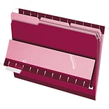 Pendaflex File Folder, 3 Tab, Letter Size, Burgundy, 100/Box (PFX 4210 1/3 BUR)