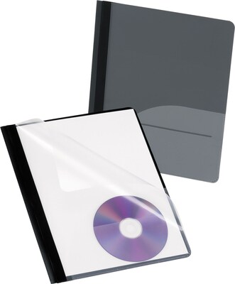 Oxford 3-Prong Report Cover, Letter Size, Onyx with Transparent, 5/Pack (57727)