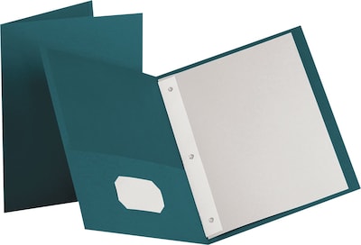 Oxford Twin-Pocket Folders with 3 Fasteners, Letter, 1/2 Capacity, Teal, 25/Bx