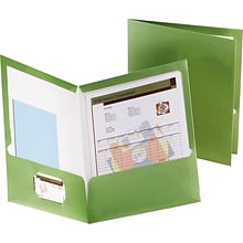 Oxford Two-Pocket Laminated Folder, 100-Sheet Capacity, Metallic Green, 25/Box (OXF504560)