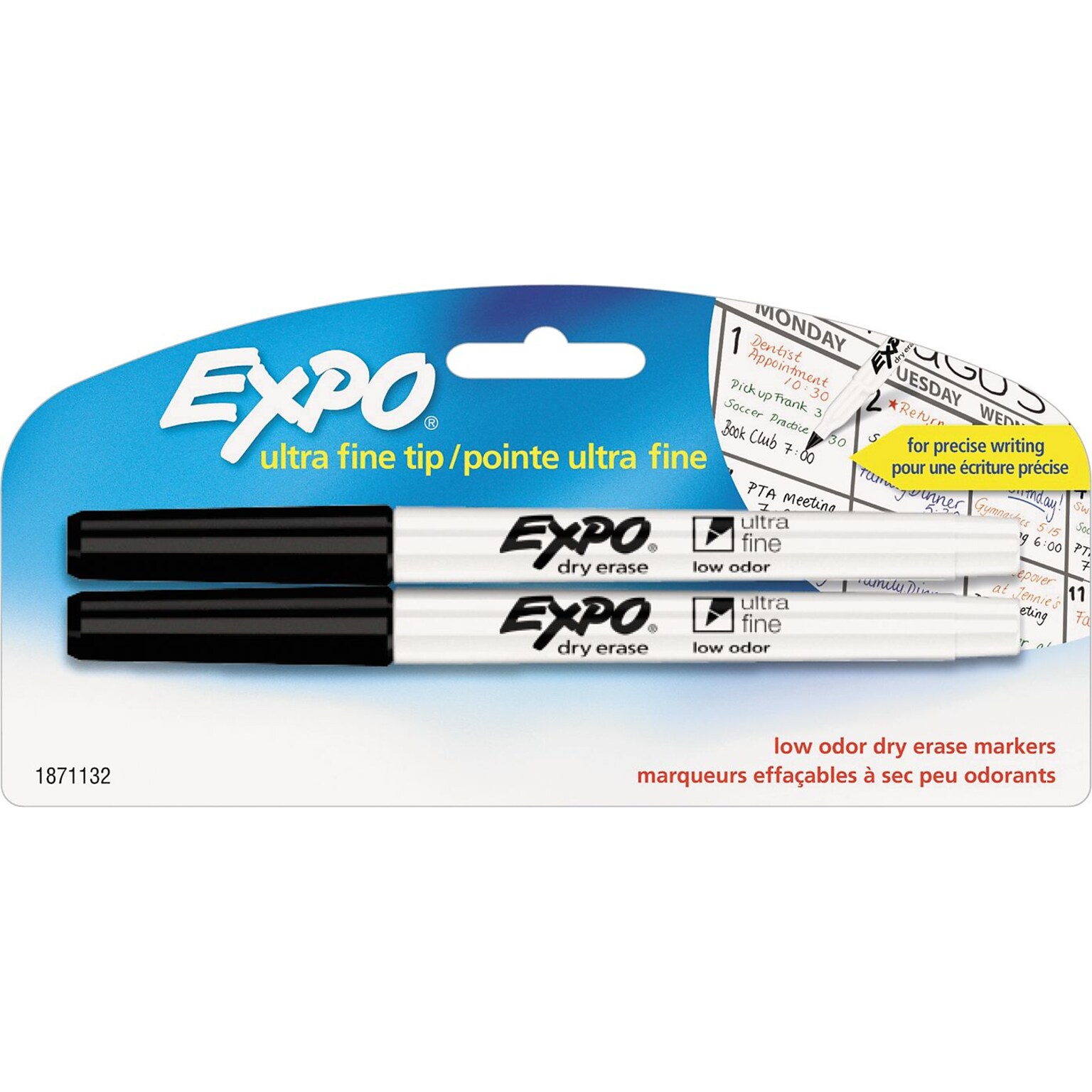Expo Dry Erase Markers, Ultra Fine Tip, Black, 2/Pack (1871132)