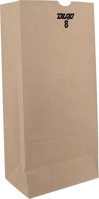 Duro Kraft Paper Bags, 6 1/8 x 4 1/6 x 12 7/16, White, 500/Ct