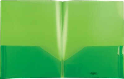 Staples 2 Pocket Plastic Presentation Folder, Letter Size, Green (ST26383-CC)