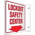 Accuform Signs® Lockout Safety Center Projection Sign, Red/White, 8H x 8W, 1/Pack