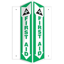 Accuform First Aid Projection Sign, Green/White, 18H x 4W (PSP368)