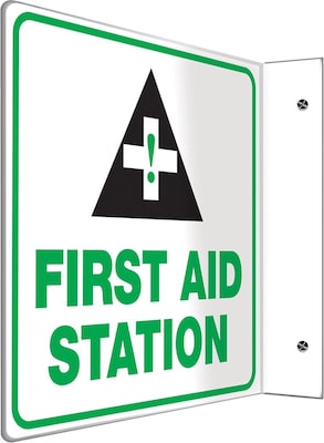 Accuform First Aid Station Projection Sign, Green/Black/White, 8H x 8W (PSP723)